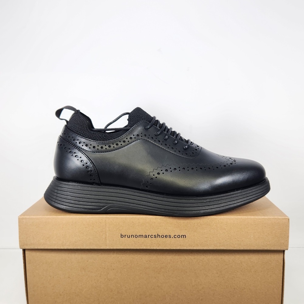 Bruno Marc Oxford Sneakers Mens Size 8 All Black Wingtip Brogue Hybrid Shoes